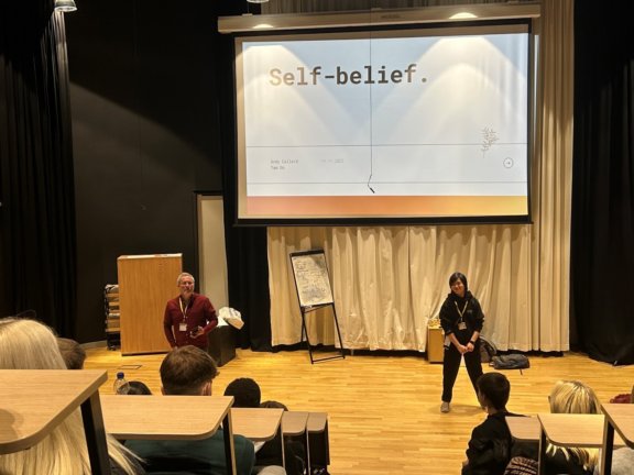 Andy Callard and Tam Do from Sheffield Hallam University spoke to students about the difference between courage and confidence.