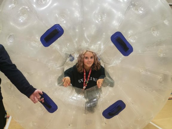 Student-in-an-inflatable-Zorbing-ball