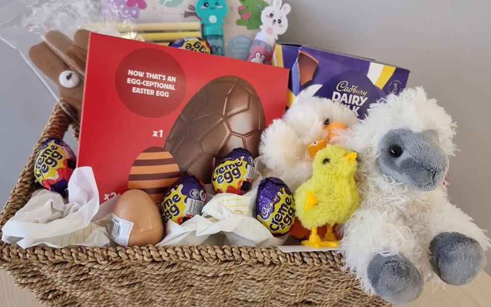 Raffle prize with easter eggs, toys and games