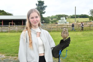 student with owl