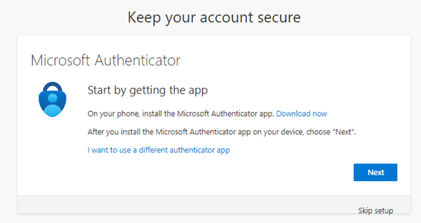 Microsoft authenticator start by getting app screen shot