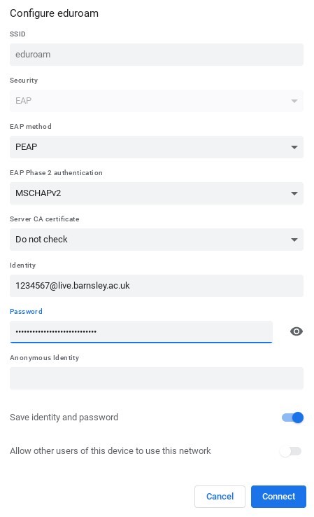 configure eduroam