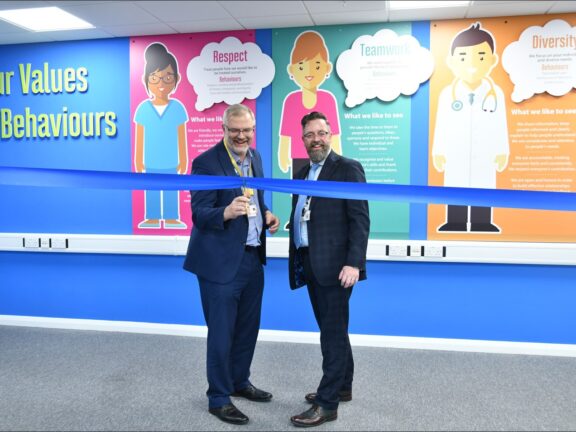 (Left) Bob Kirton, Managing Director of Barnsley Hospital NHS Foundation Trust (right) David Akeroyd, Principal and CEO of Barnsley College.