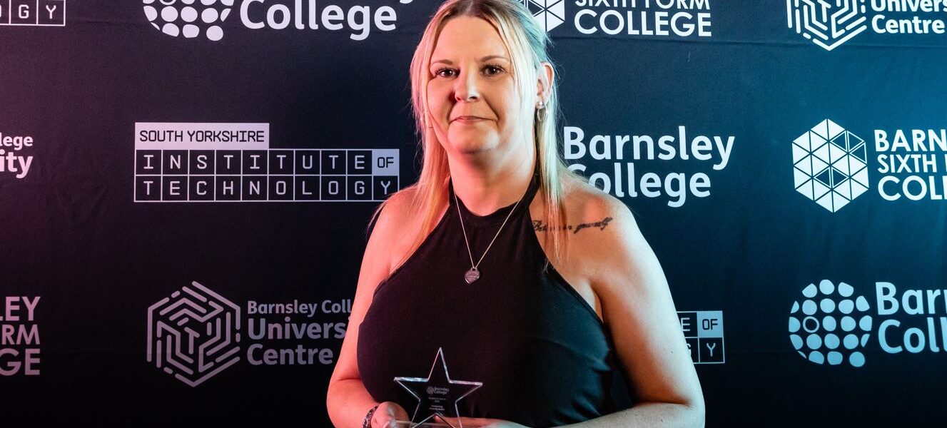 Shireen Connah with her ‘Overcoming Adversity’ award at the College’s 2024 Excellence Awards.