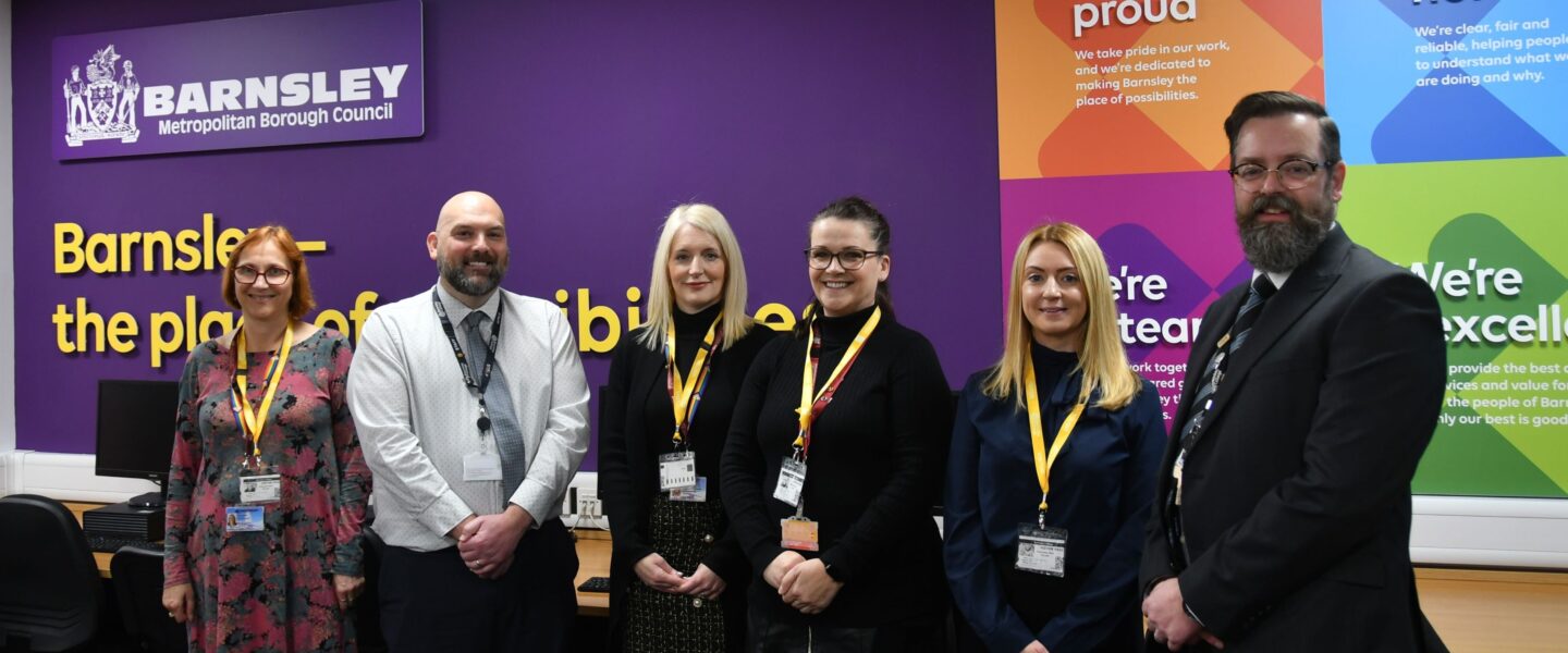 Barnsley Council and Barnsley College members celebrating the opening of the Barnsley Counci;l academy at College