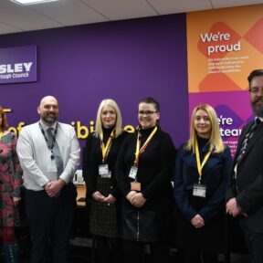 Barnsley Council and Barnsley College members celebrating the opening of the Barnsley Counci;l academy at College