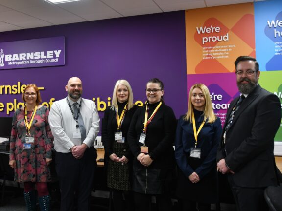 Barnsley Council and Barnsley College members celebrating the opening of the Barnsley Counci;l academy at College