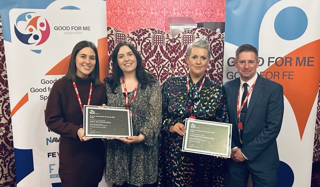 - Barnsley College Learner Voice Officer, Evie Bell, Learner Voice Adviser, Sasha Foyster, Head of Learning for Living and Work, Nicky Thomson-Dewey and Director of High Performance, Neil Johnson.