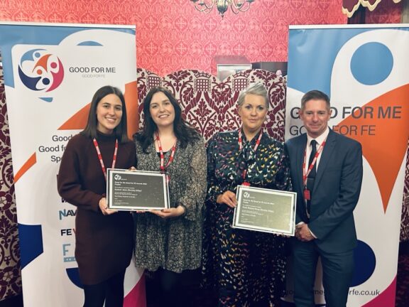 - Barnsley College Learner Voice Officer, Evie Bell, Learner Voice Adviser, Sasha Foyster, Head of Learning for Living and Work, Nicky Thomson-Dewey and Director of High Performance, Neil Johnson.